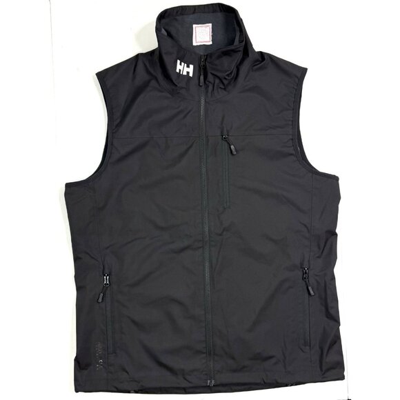 Helly Hansen Mens Crew Vest Sailing Gilet Size Large Black Full Zip - Picture 1 of 11